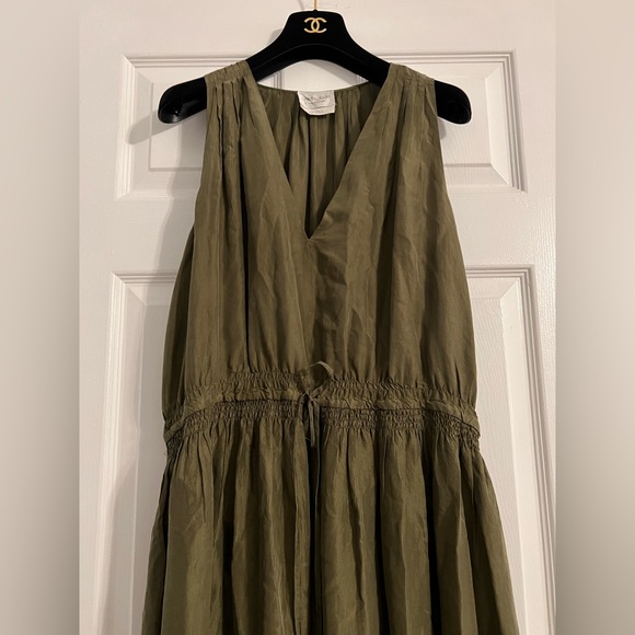 Giada Forte Forte Habutai Silk Self-Tie Empire Dress size 3 Italy Olive Green - Picture 11 of 16